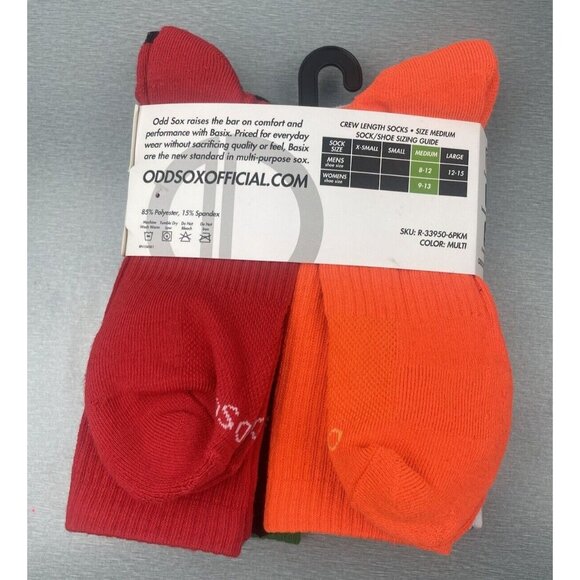 BASIX ODD SOX 6 Pairs Men's Crew Socks  Size Size 8-12 - Picture 2 of 9